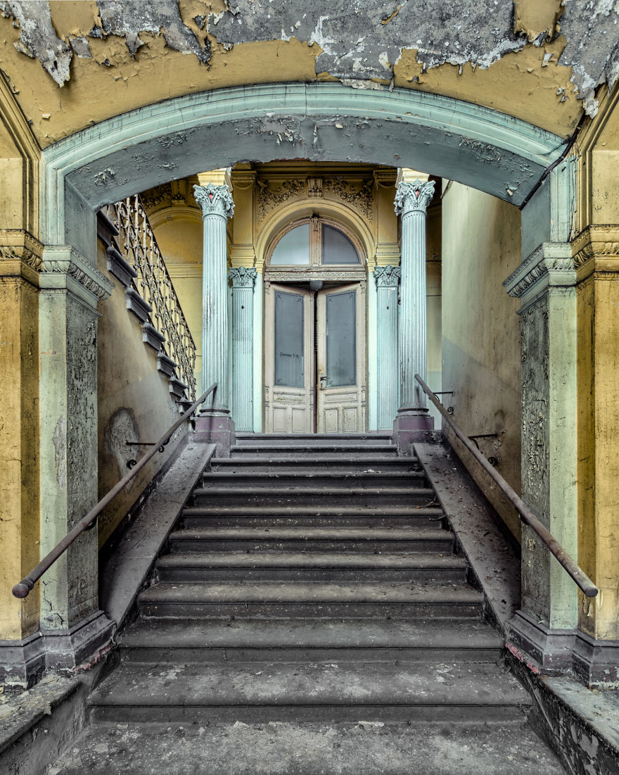 abandoned decay baroque staircase
